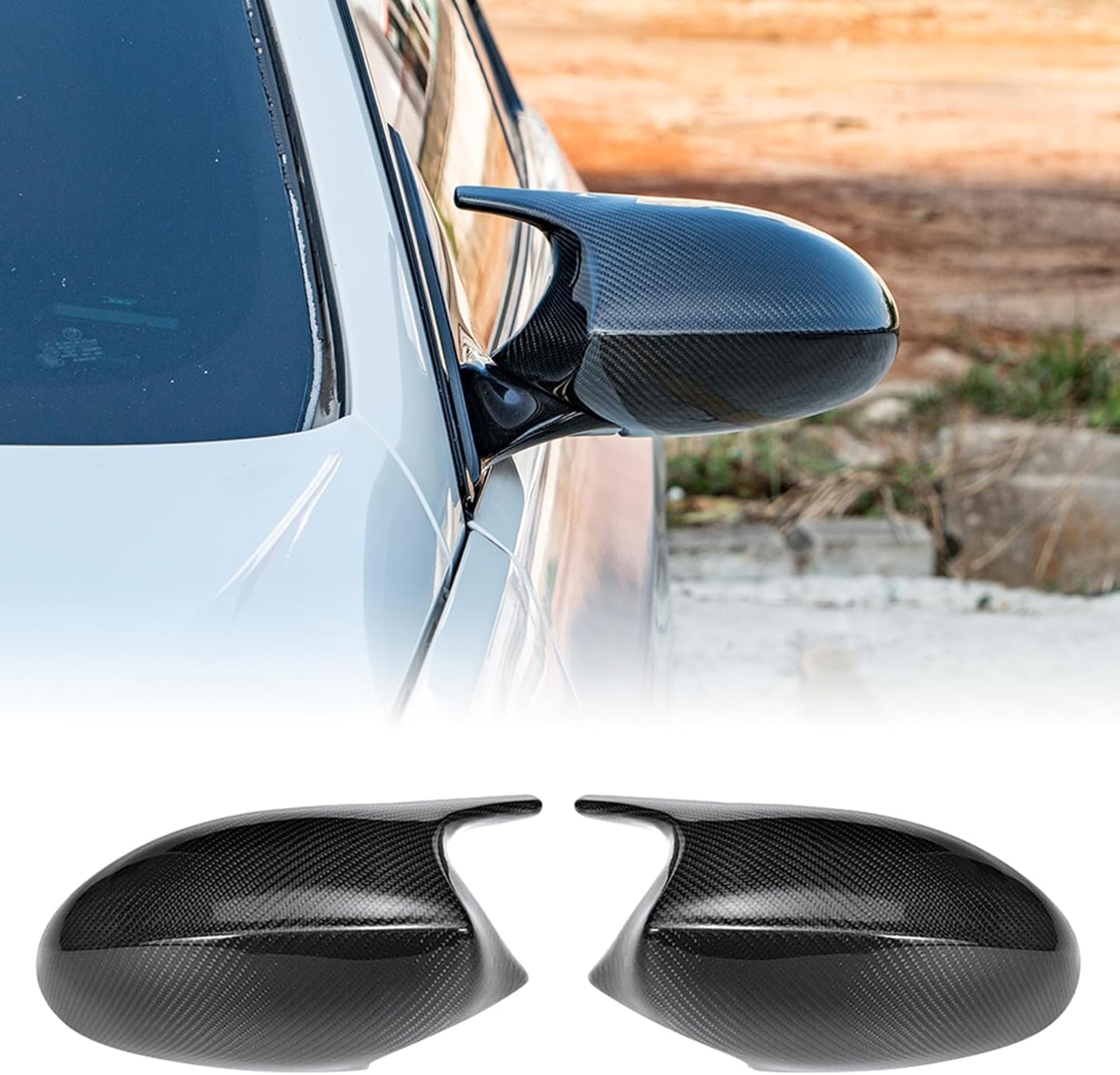 AeroBon Real Carbon Fiber Side Mirror Covers Compatible with 2005-2008 BMW 3-Series E90 E91 E92 E93 (pre-LCI) / BMW 1-Series E81 E82 E87 E88 (Pre-LCI) Mirror Caps