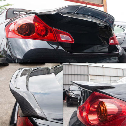 AeroBon Real Carbon Fiber Trunk Spoiler Compatible with 2007-2014 Infiniti G35, G37, G25, Q40 4-Door Sedan Rear Spoiler (RT Style) Race Tail