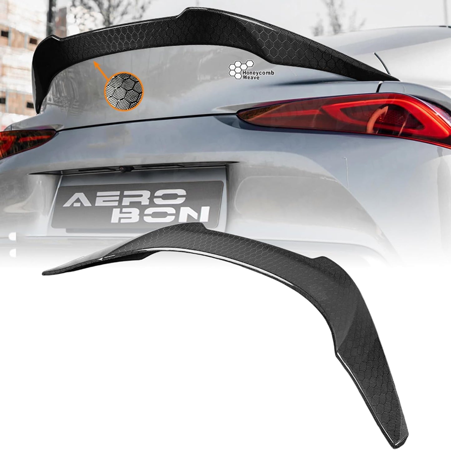 AeroBon Real Carbon Fiber Honeycomb Weave Trunk Spoiler Compatible with 2020-2026 Toyota GR Supra A90 A91 Rear Spoiler (V Style) Vortex
