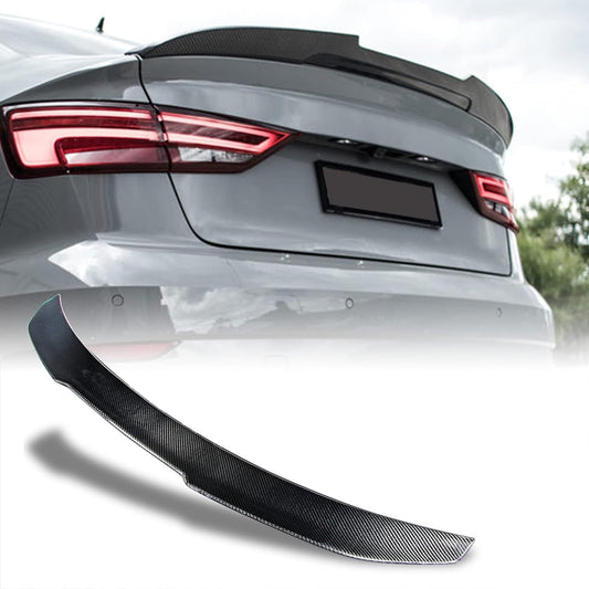AeroBon Real Carbon Fiber Trunk Spoiler Compatible with 2013-2020 Audi A3 S3 RS3 Spoiler 8V Sedan (H Style)