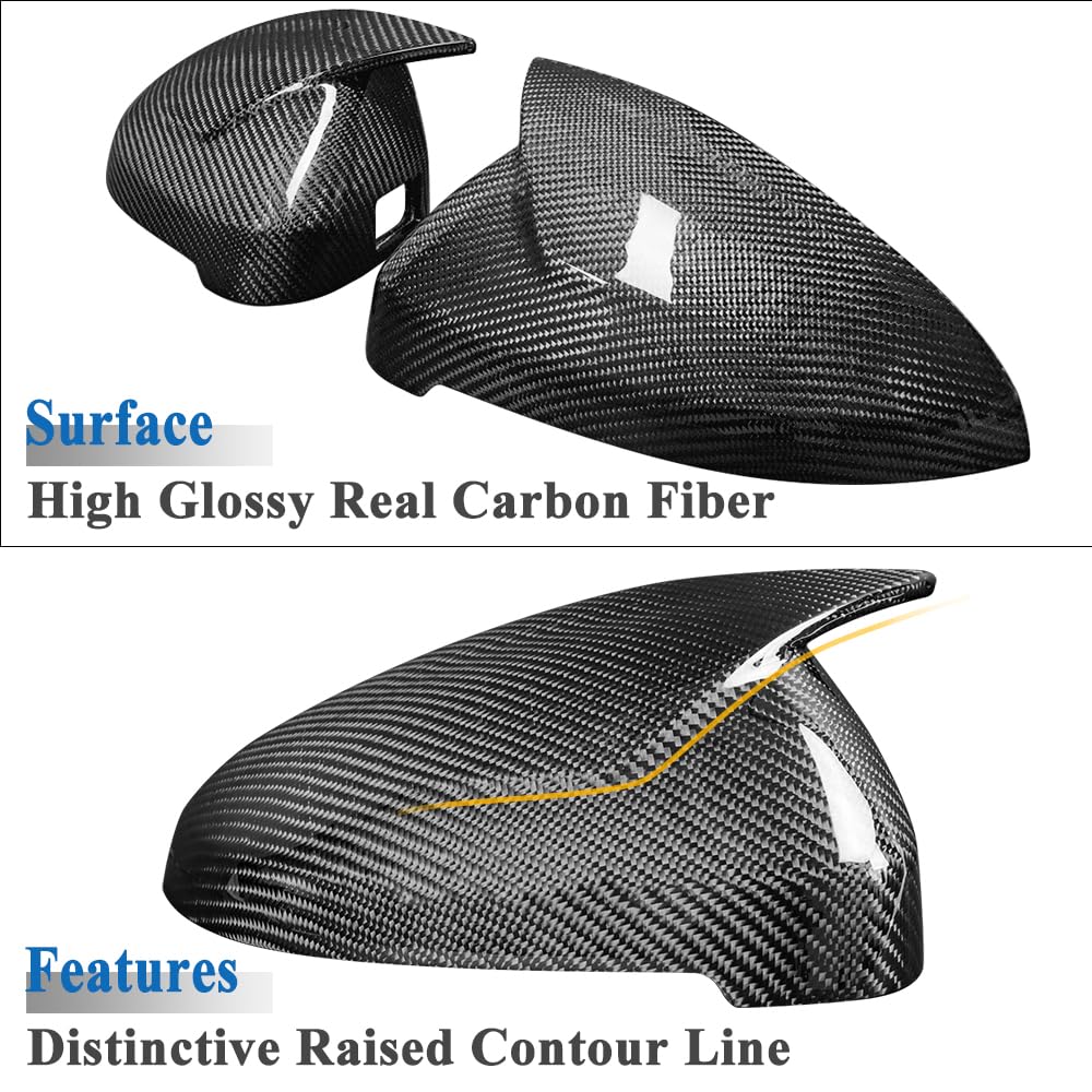 AeroBon Real Carbon Fiber Side Mirror Covers Compatible with 2017-2024 Audi A4 S4 (B9) Sedan, A5 S5 RS5 (B9) Sportback and Coupe Mirror Caps with Lane Assist
