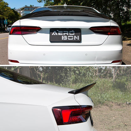 AeroBon Real Carbon Fiber Trunk Spoiler Compatible with 2017-2024 Audi A5 S5 RS5 Spoiler B9 Sportback 4-Door (H Style)