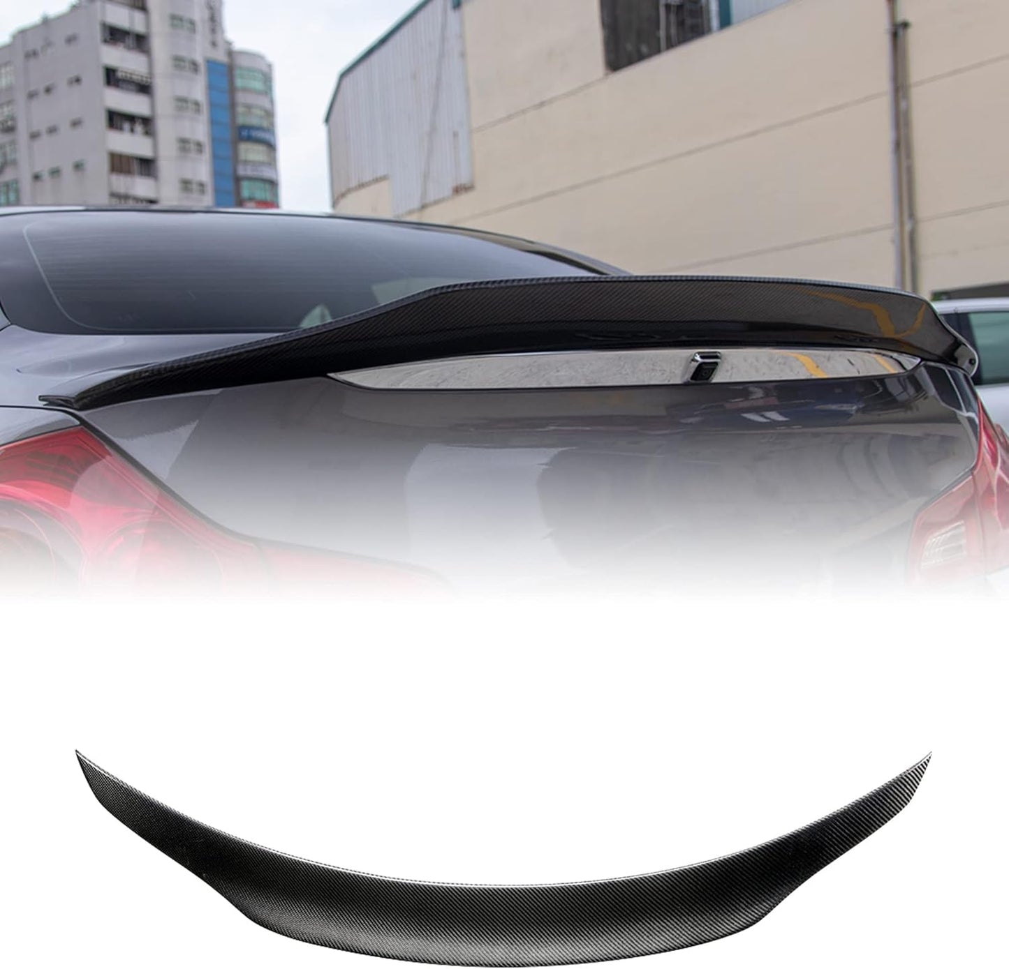 AeroBon Real Carbon Fiber Trunk Spoiler Compatible with 2007-2014 Infiniti G35, G37, G25, Q40 4-Door Sedan Rear Spoiler (SP Style) Sport Plus