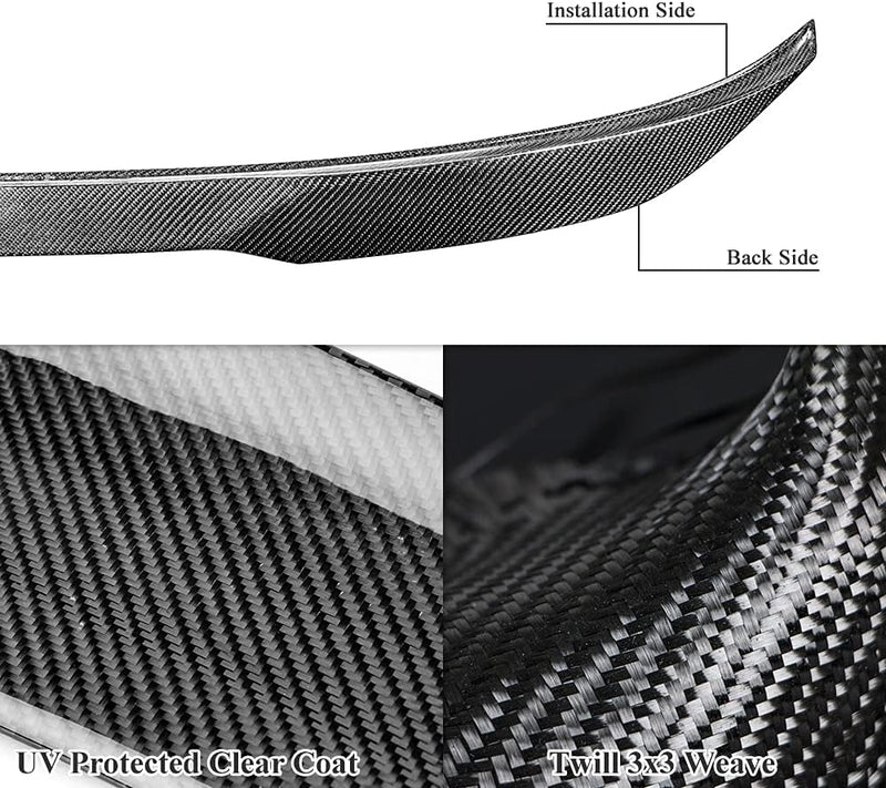 AeroBon Real Carbon Fiber Trunk Spoiler Compatible with 2017-2023 BMW 5 Series G30 Sedan F90 M5 Spoiler (Pro Style)