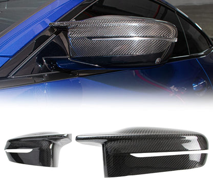 AeroBon Dry Carbon Fiber Mirror Cap Overlays Compatible with 2021-2025 BMW G80 M3 G82 G83 M4, 2023-2025 G87 M2 Mirror Caps (Add-On Style)