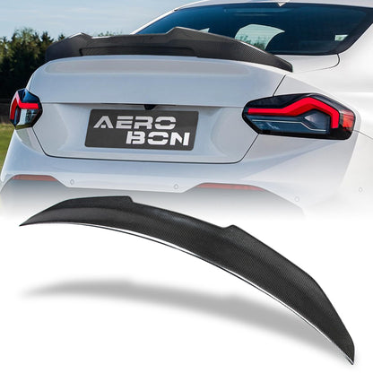 AeroBon Real Carbon Fiber Trunk Spoiler Compatible with 2022-2025 BMW 2 Series G42 Coupe and G87 M2 Spoiler (H Style)