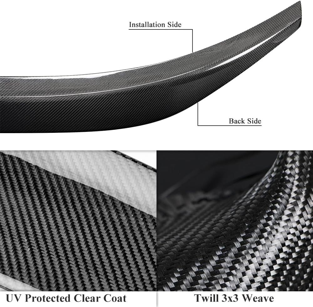 AeroBon Real Carbon Fiber Trunk Spoiler Compatible with 2017-2024 Alfa Romeo Giulia Sedan Spoiler (H+ Style)