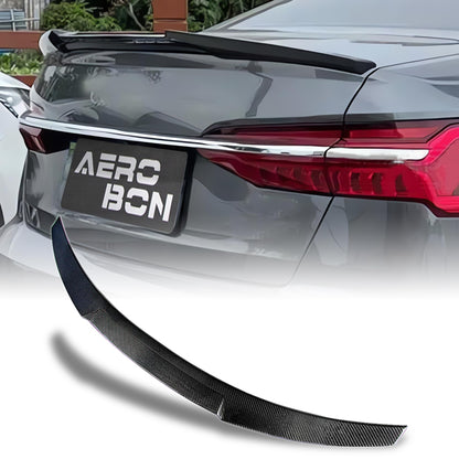 AeroBon Real Carbon Fiber Trunk Spoiler Compatible with 2019-2025 Audi A6 S6 (C8) Sedan Spoiler (MV Style)