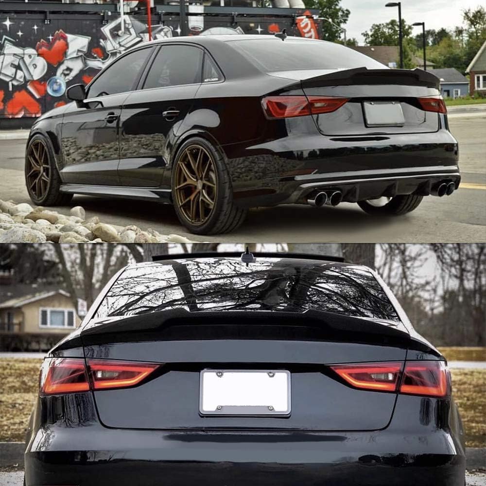 AeroBon Real Carbon Fiber Trunk Spoiler Compatible with 2013-2020 Audi A3 S3 RS3 Spoiler 8V Sedan (H Style)