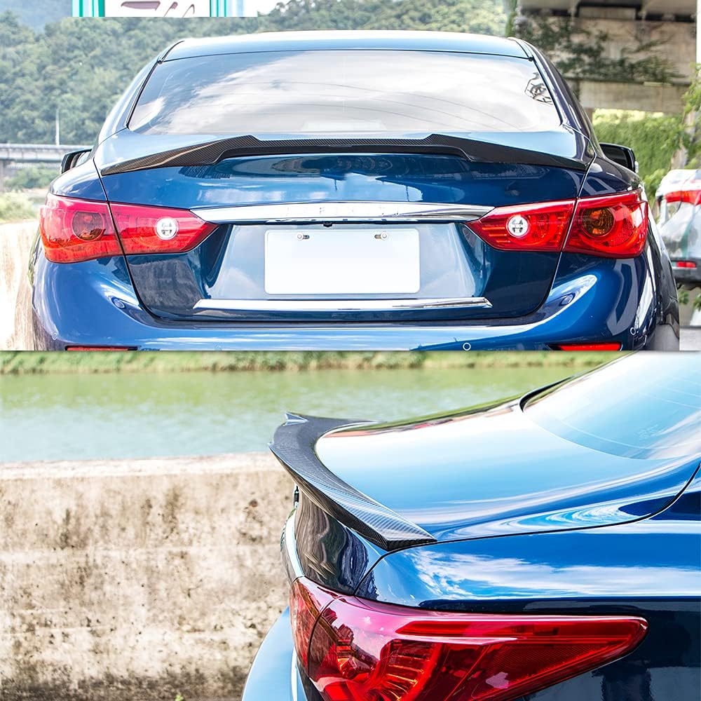 AeroBon Real Carbon Fiber Trunk Spoiler Compatible with 2014-2024 Infiniti Q50 Q50S Rear Spoiler (MV Style) Motorsport Version