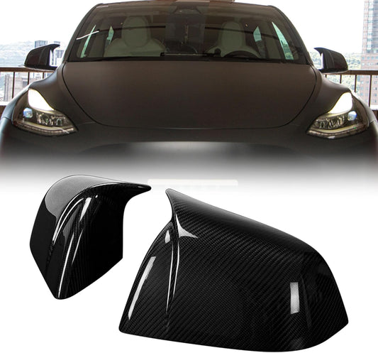 AeroBon Prepreg Dry Carbon Fiber Mirror Cap Overlays Compatible with 2020-2024 Tesla Model Y Mirror Caps (AB Style) Aero Blade