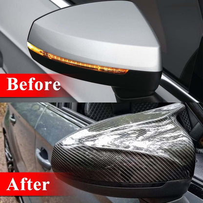 AeroBon Real Carbon Fiber Mirror Cover Compatible with 2013-2020 Audi A3 S3 RS3 (8V) Mirror Caps With Lane Assist