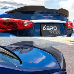AeroBon Real Carbon Fiber Trunk Spoiler Compatible with 2014-2024 Infiniti Q50 Q50S Spoiler (MP Style 2024 Design)