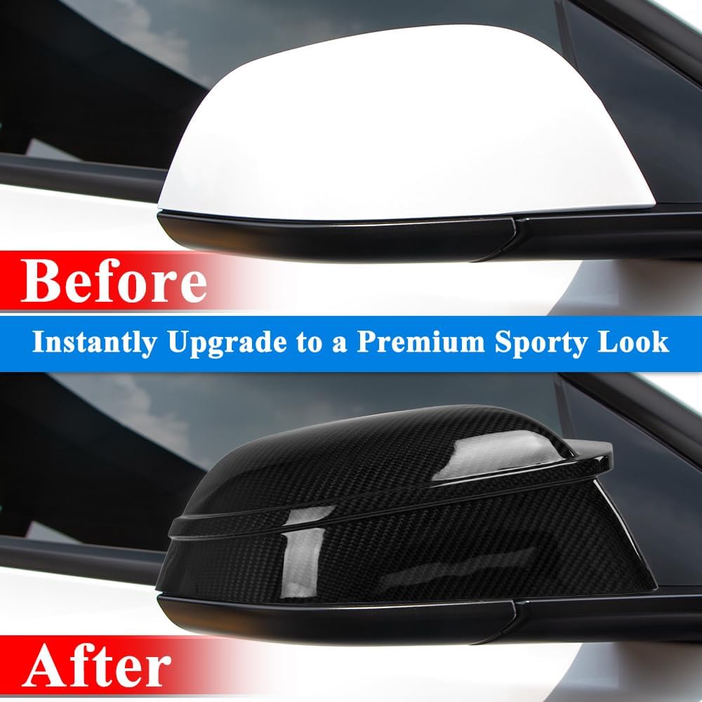 AeroBon Prepreg Dry Carbon Fiber Mirror Cap Overlays Compatible with 2017-2025 Tesla Model 3 Mirror Caps (SL Style) Sport Line