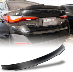AeroBon Real Carbon Fiber Trunk Spoiler Compatible with 2021-2025 BMW 4 Series G22 Coupe and M4 G82 Coupe Spoiler (H Style)