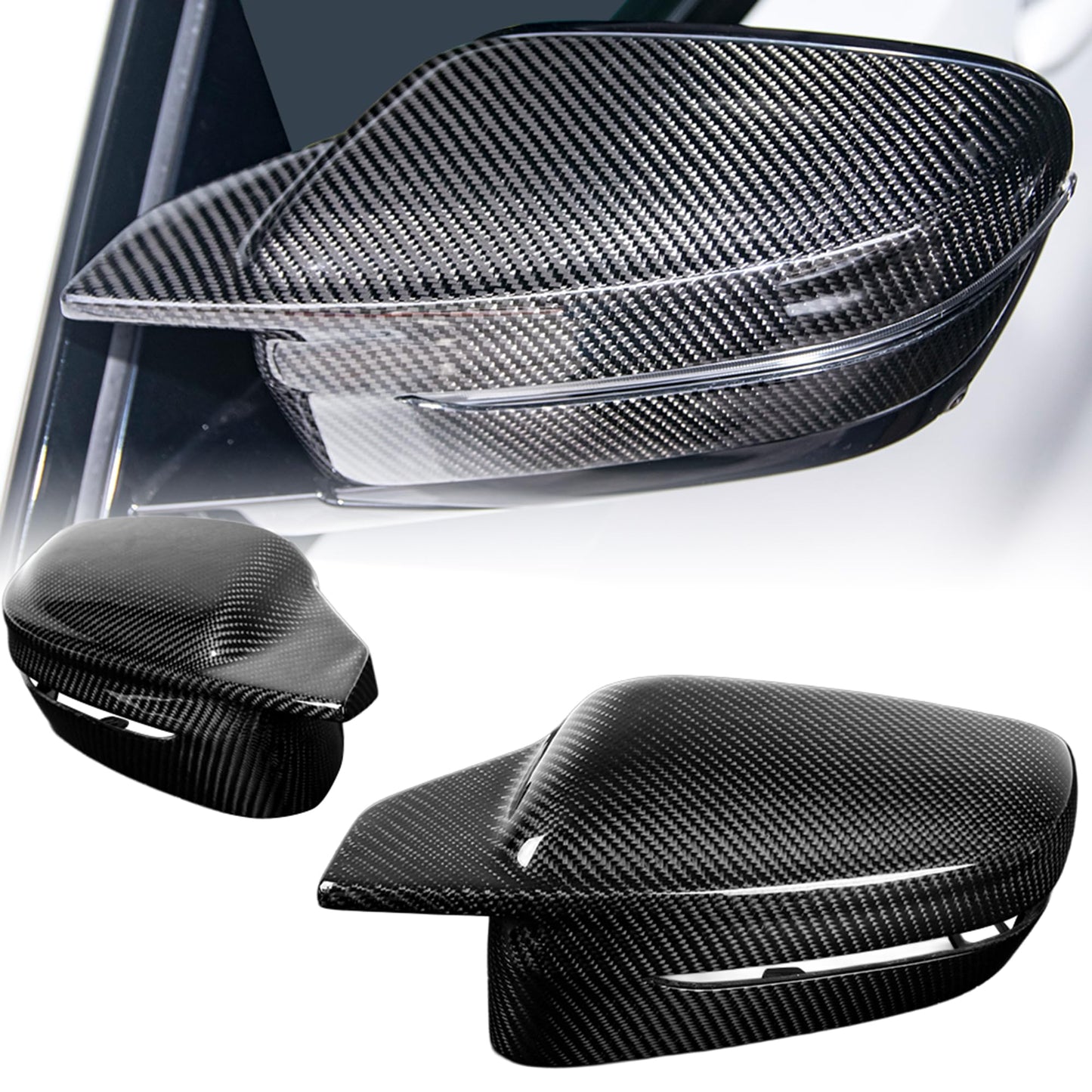 AeroBon Real Carbon Fiber Mirror Cover Compatible with 2021-2025 BMW 4-Series G22 430i Coupe, G23 430i Convertible, G26 430i Gran Coupe and i4 eDrive35 eDrive40 Mirror Cpas (Replacement Style)