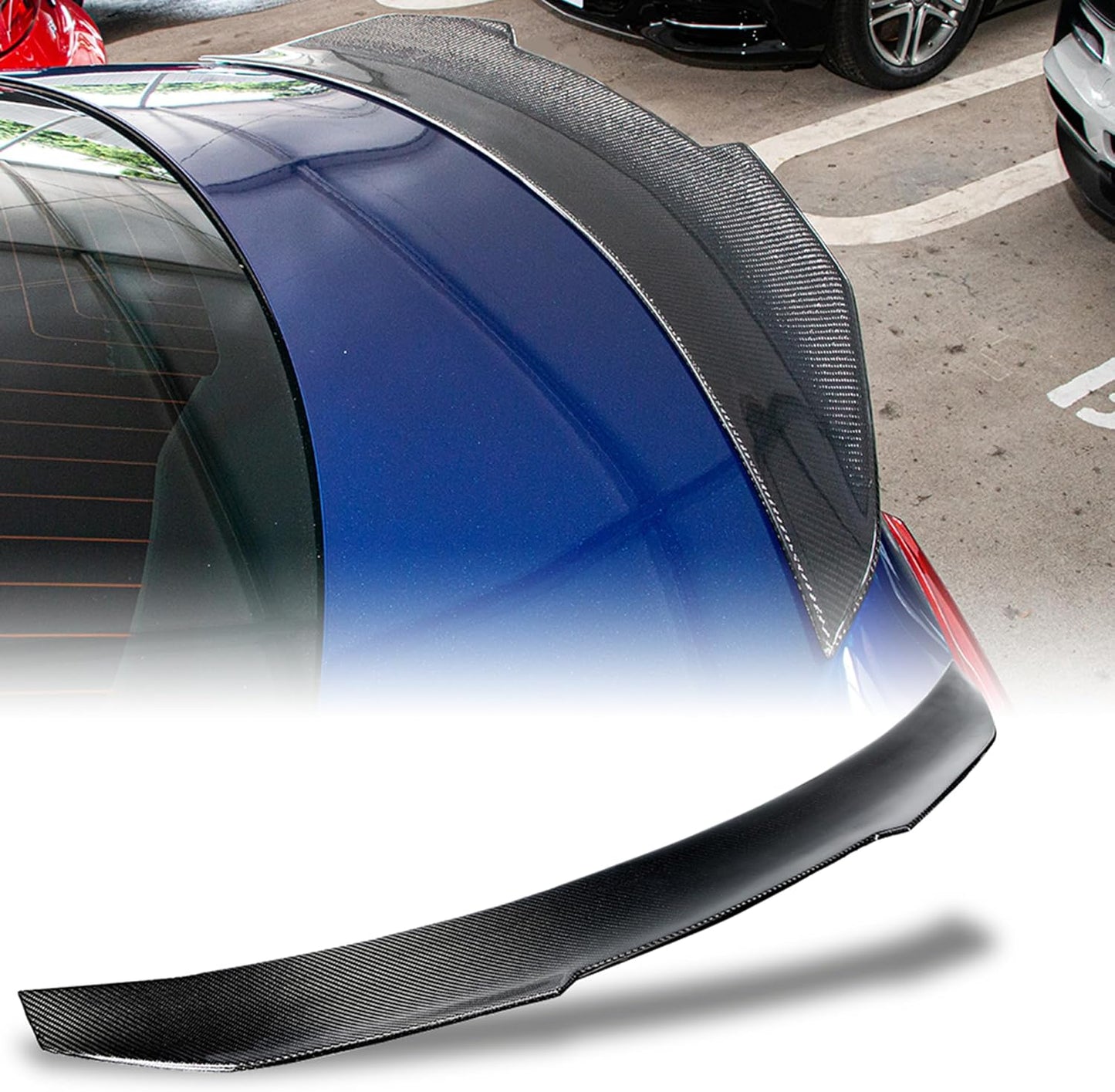 AeroBon Real Carbon Fiber Trunk Spoiler Compatible with 2008-2011 Audi A4 B8 Sedan Spoiler (H Style)