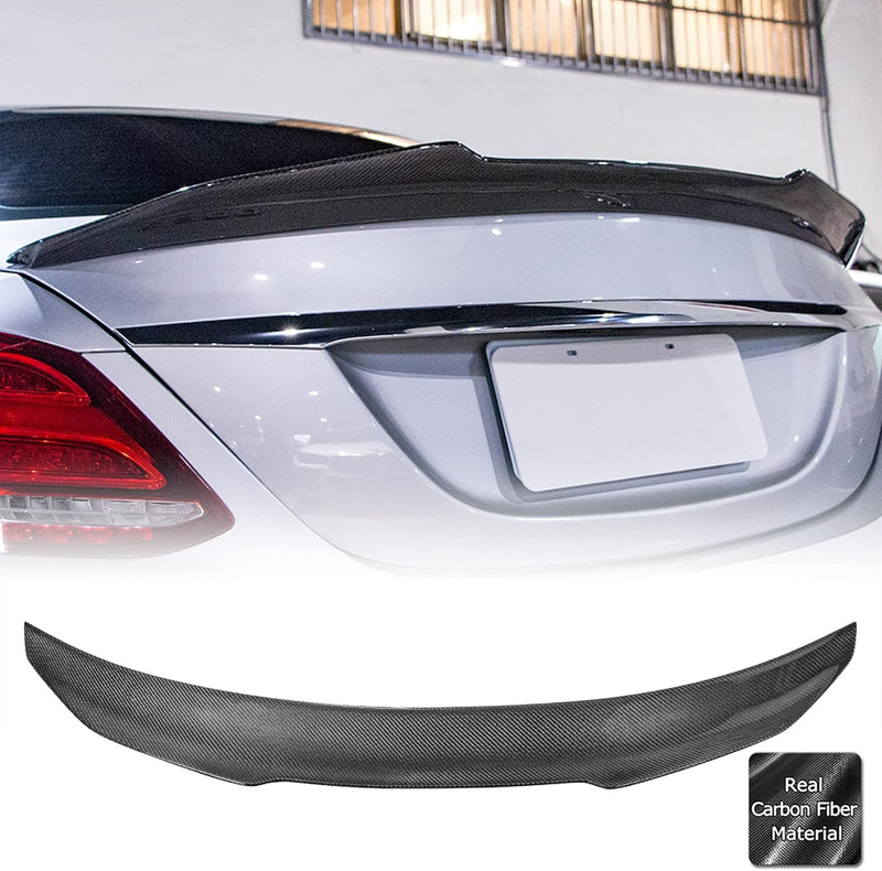 AeroBon Real Carbon Fiber Trunk Spoiler Compatible with 2015-2021 Mercedes C Class W205 Sedan Spoiler (H Style)