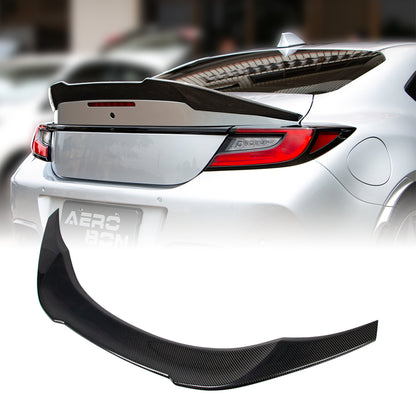 AeroBon Real Carbon Fiber Trunk Spoiler Compatible with 2022-2024 Toyota GR86, Subaru BRZ Spoiler (V Style)
