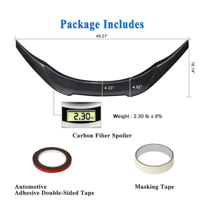 AeroBon Real Carbon Fiber Trunk Spoiler Compatible with 2022-2024 Toyota GR86, Subaru BRZ Spoiler (V Style)