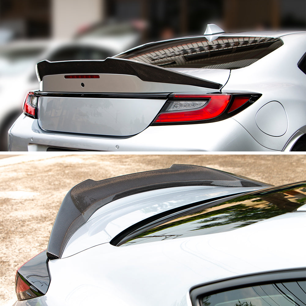 AeroBon Real Carbon Fiber Trunk Spoiler Compatible with 2022-2024 Toyota GR86, Subaru BRZ Spoiler (V Style)