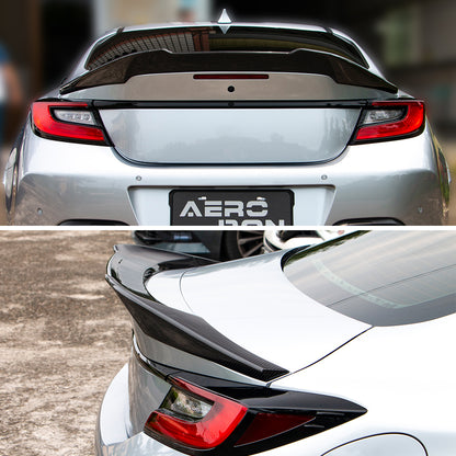 AeroBon Real Carbon Fiber Trunk Spoiler Compatible with 2022-2024 Toyota GR86, Subaru BRZ Spoiler (V Style)