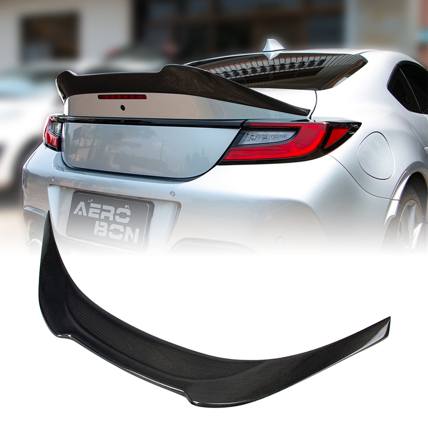 AeroBon Real Carbon Fiber Trunk Spoiler Compatible with 2022-2024 Toyota GR86, Subaru BRZ Spoiler (Big V Style)