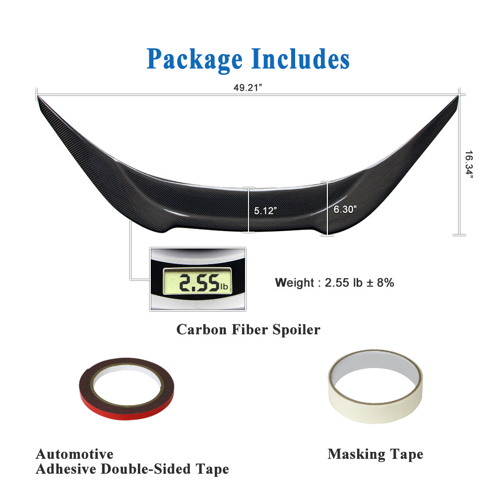 AeroBon Real Carbon Fiber Trunk Spoiler Compatible with 2022-2024 Toyota GR86, Subaru BRZ Spoiler (Big V Style)