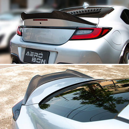 AeroBon Real Carbon Fiber Trunk Spoiler Compatible with 2022-2024 Toyota GR86, Subaru BRZ Spoiler (Big V Style)