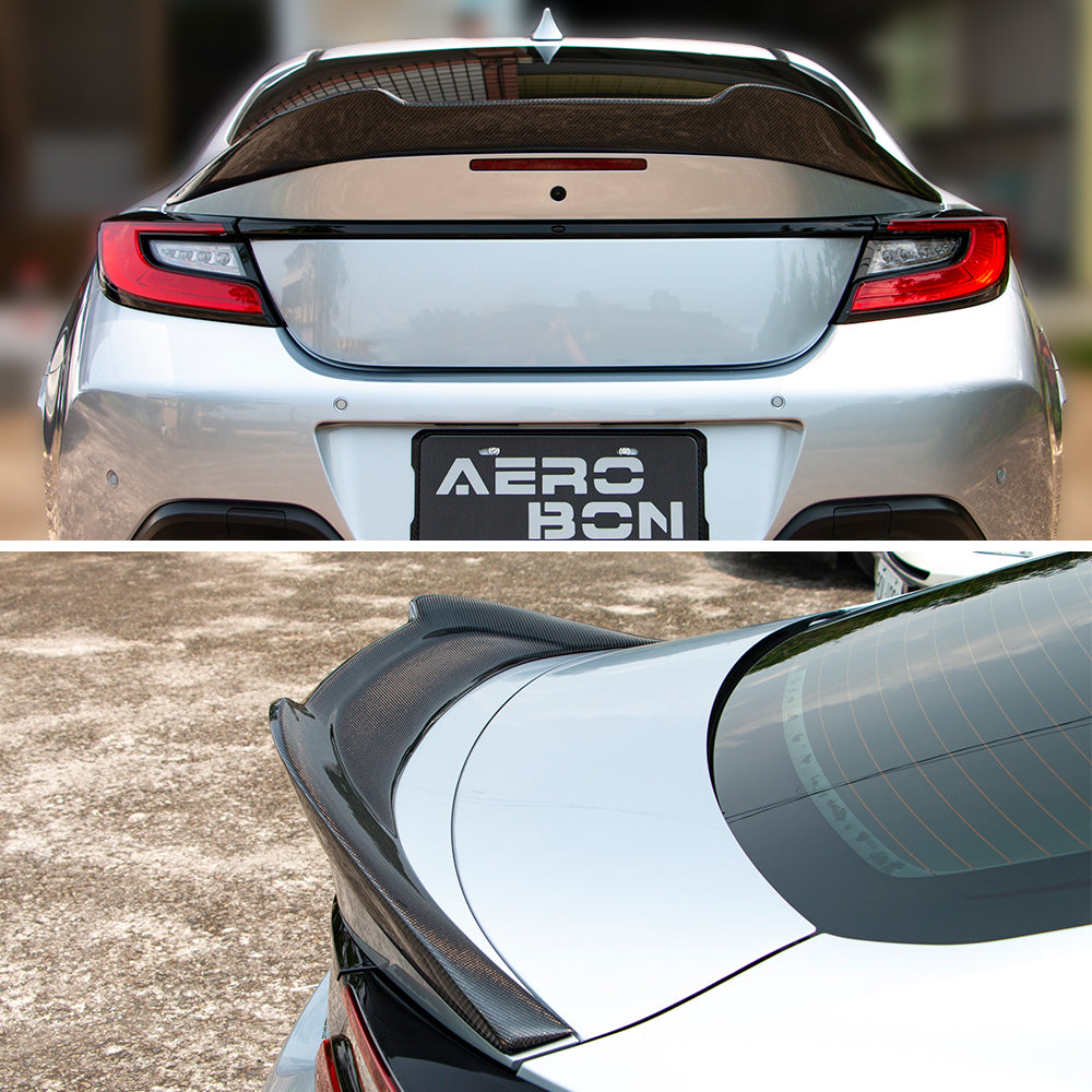 AeroBon Real Carbon Fiber Trunk Spoiler Compatible with 2022-2024 Toyota GR86, Subaru BRZ Spoiler (Big V Style)