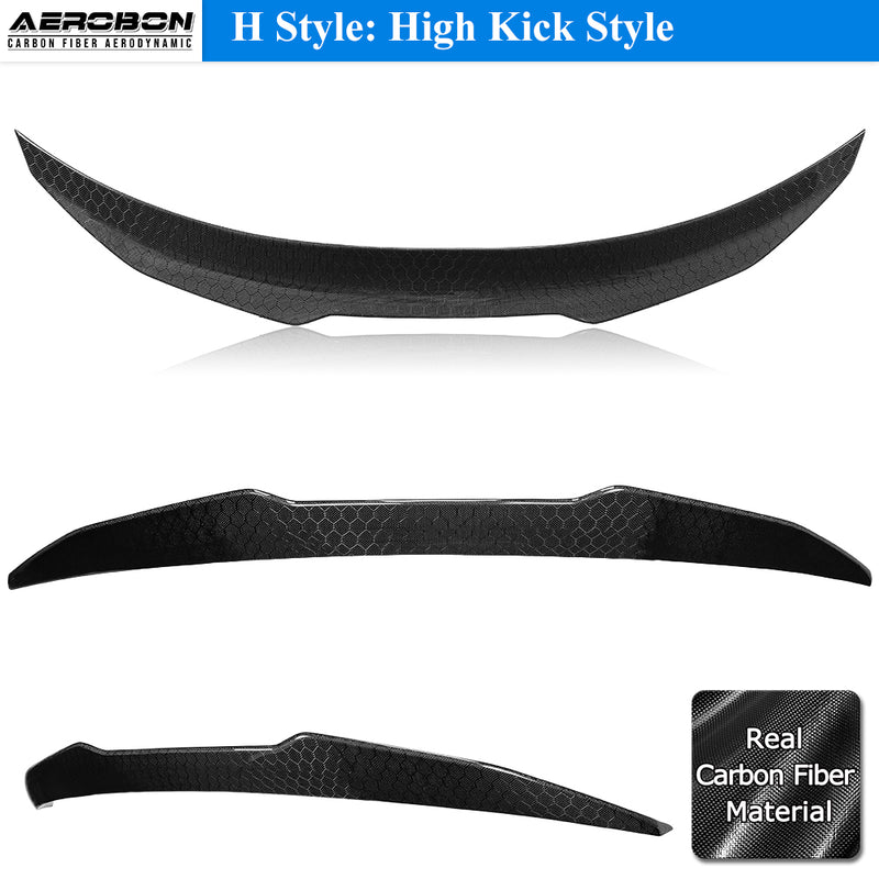 AeroBon Real Carbon Fiber Trunk Spoiler Compatible with 2007-2014 Infiniti G35, G37, G25, Q40 4-Door Sedan Spoiler (H Style) Honeycomb Weave