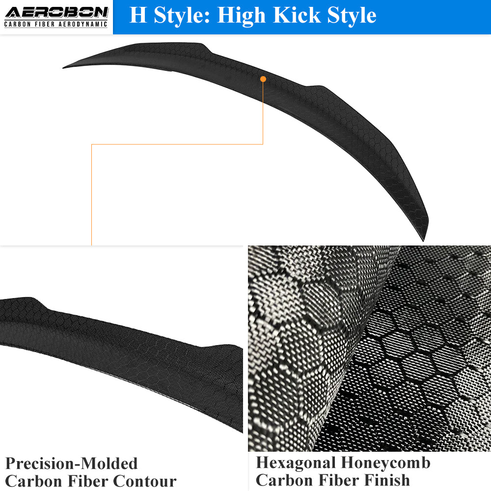 AeroBon Real Carbon Fiber Trunk Spoiler Compatible with 2007-2014 Infiniti G35, G37, G25, Q40 4-Door Sedan Spoiler (H Style) Honeycomb Weave