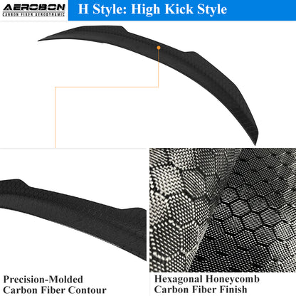 AeroBon Real Carbon Fiber Trunk Spoiler Compatible with 2007-2014 Infiniti G35, G37, G25, Q40 4-Door Sedan Spoiler (H Style) Honeycomb Weave