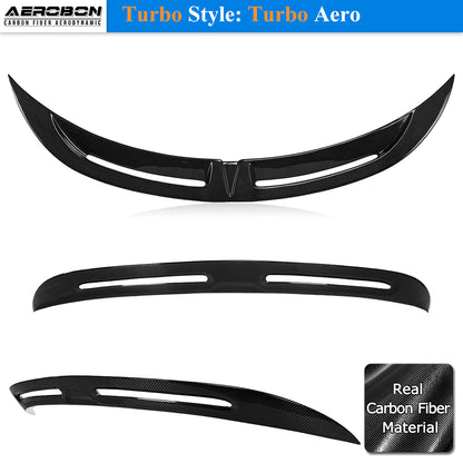 AeroBon Real Carbon Fiber Trunk Spoiler Compatible with 2017-2023 Tesla Model 3 Rear Spoiler (Turbo Style) Turbo Aero