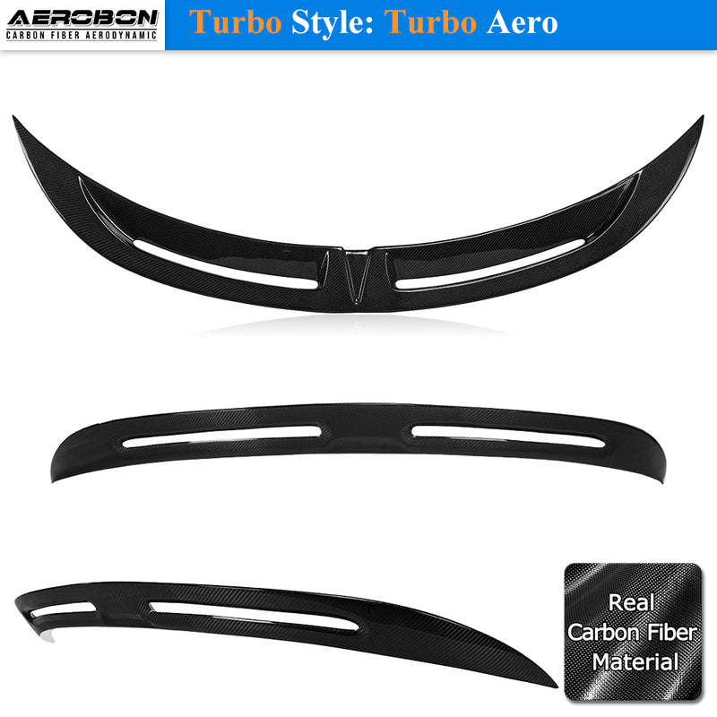 AeroBon Real Carbon Fiber Trunk Spoiler Compatible with 2017-2023 Tesla Model 3 Rear Spoiler (Turbo Style) Turbo Aero