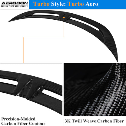 AeroBon Real Carbon Fiber Trunk Spoiler Compatible with 2017-2023 Tesla Model 3 Rear Spoiler (Turbo Style) Turbo Aero