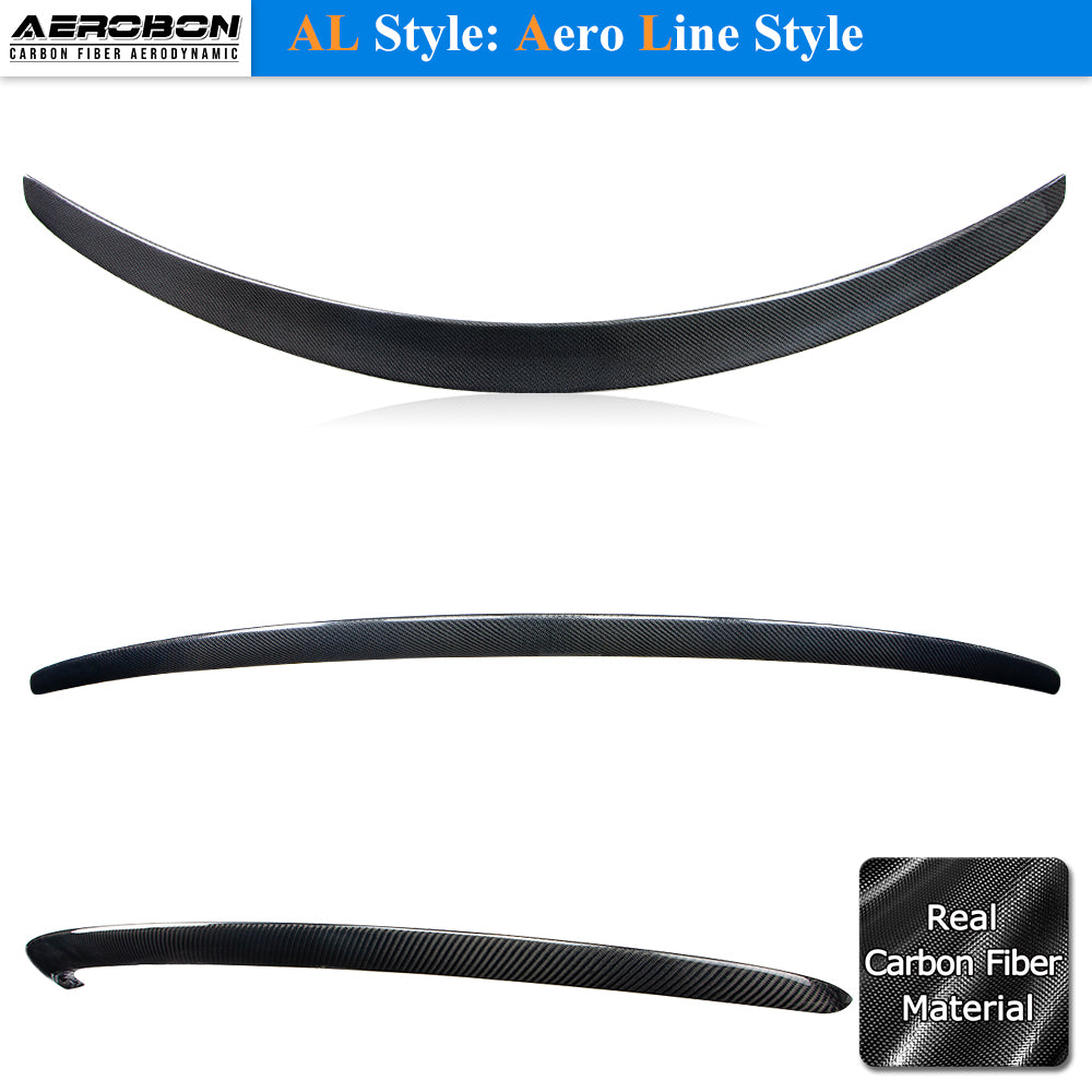AeroBon Real Carbon Fiber Trunk Spoiler Compatible with 2015-2021 Mercedes C Class W205 Sedan Rear Spoiler (AL Style) Aero Line