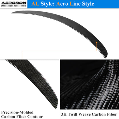 AeroBon Real Carbon Fiber Trunk Spoiler Compatible with 2015-2021 Mercedes C Class W205 Sedan Rear Spoiler (AL Style) Aero Line
