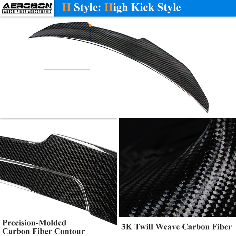 AeroBon Real Carbon Fiber Trunk Spoiler Compatible with 2013-2020 BMW 4 Series F33 Convertible Spoiler and F83 M4 Convertible Spoiler (H Style)