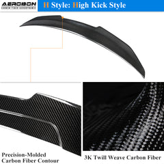 AeroBon Real Carbon Fiber Trunk Spoiler Compatible with 2013-2020 BMW 4 Series F33 Convertible Spoiler and F83 M4 Convertible Spoiler (H Style)