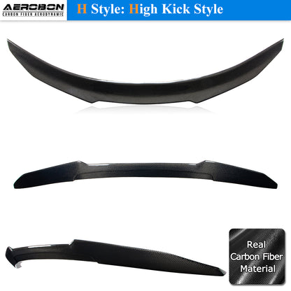 AeroBon Real Carbon Fiber Trunk Spoiler Compatible with 2017-2023 Tesla Model 3 Rear Spoiler (H Style) High Kick