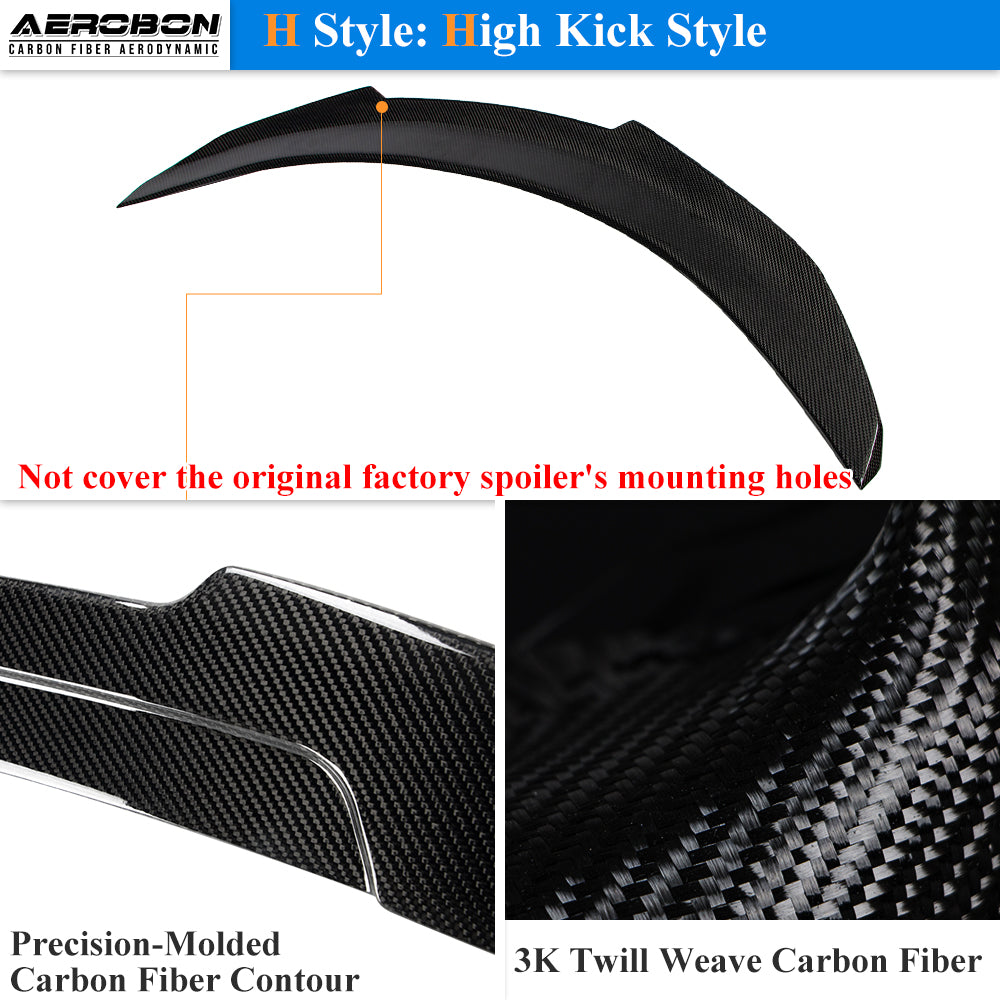 AeroBon Real Carbon Fiber Trunk Spoiler Compatible with 2018-2022 Honda Accord Spoiler (H Style)