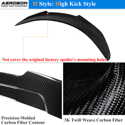 AeroBon Real Carbon Fiber Trunk Spoiler Compatible with 2018-2022 Honda Accord Spoiler (H Style)