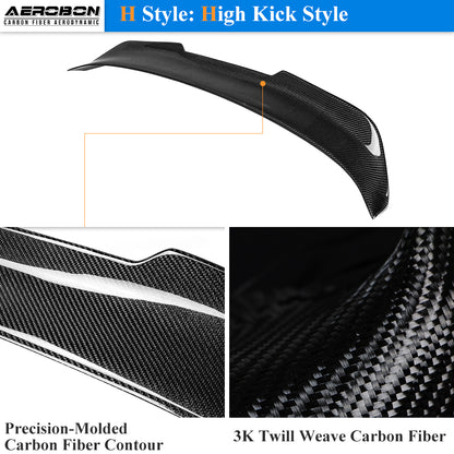 AeroBon Real Carbon Fiber Trunk Spoiler Compatible with 2014-2020 Lexus (XE30) IS250 IS300 IS350 Sedan (H Style) High Kick