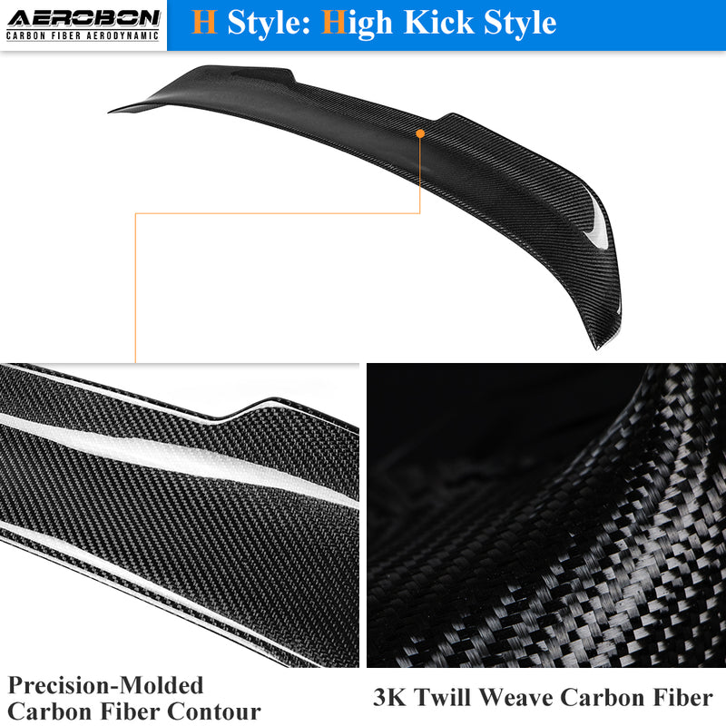 AeroBon Real Carbon Fiber Trunk Spoiler Compatible with 2014-2020 Lexus (XE30) IS250 IS300 IS350 Sedan (H Style) High Kick