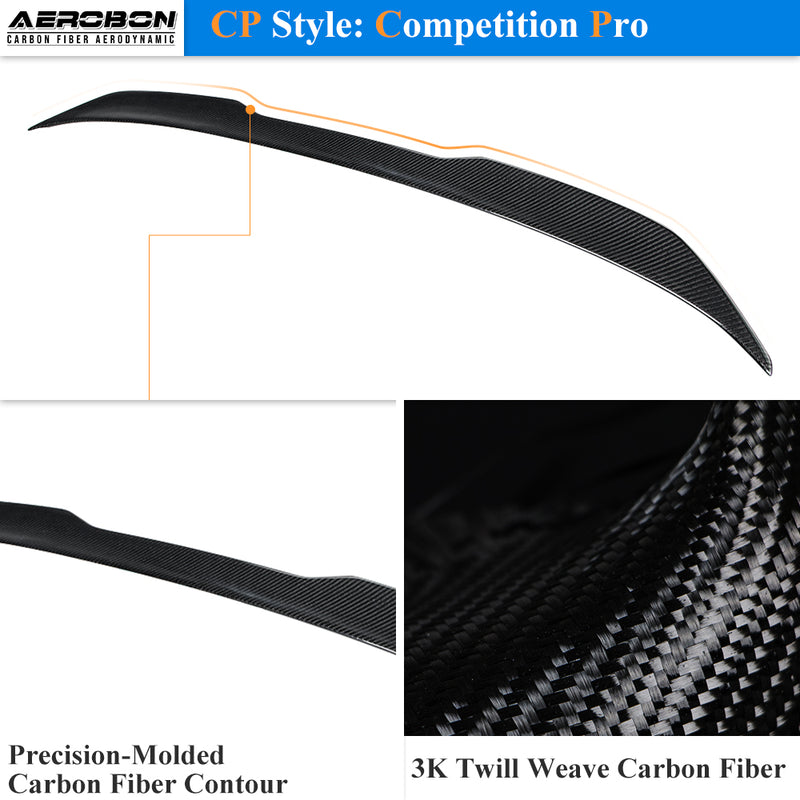 AeroBon Real Carbon Fiber Trunk Spoiler Compatible with 2013-2018 BMW 3 Series F30 Sedan F80 M3 Spoiler (CP Style) Competition Pro