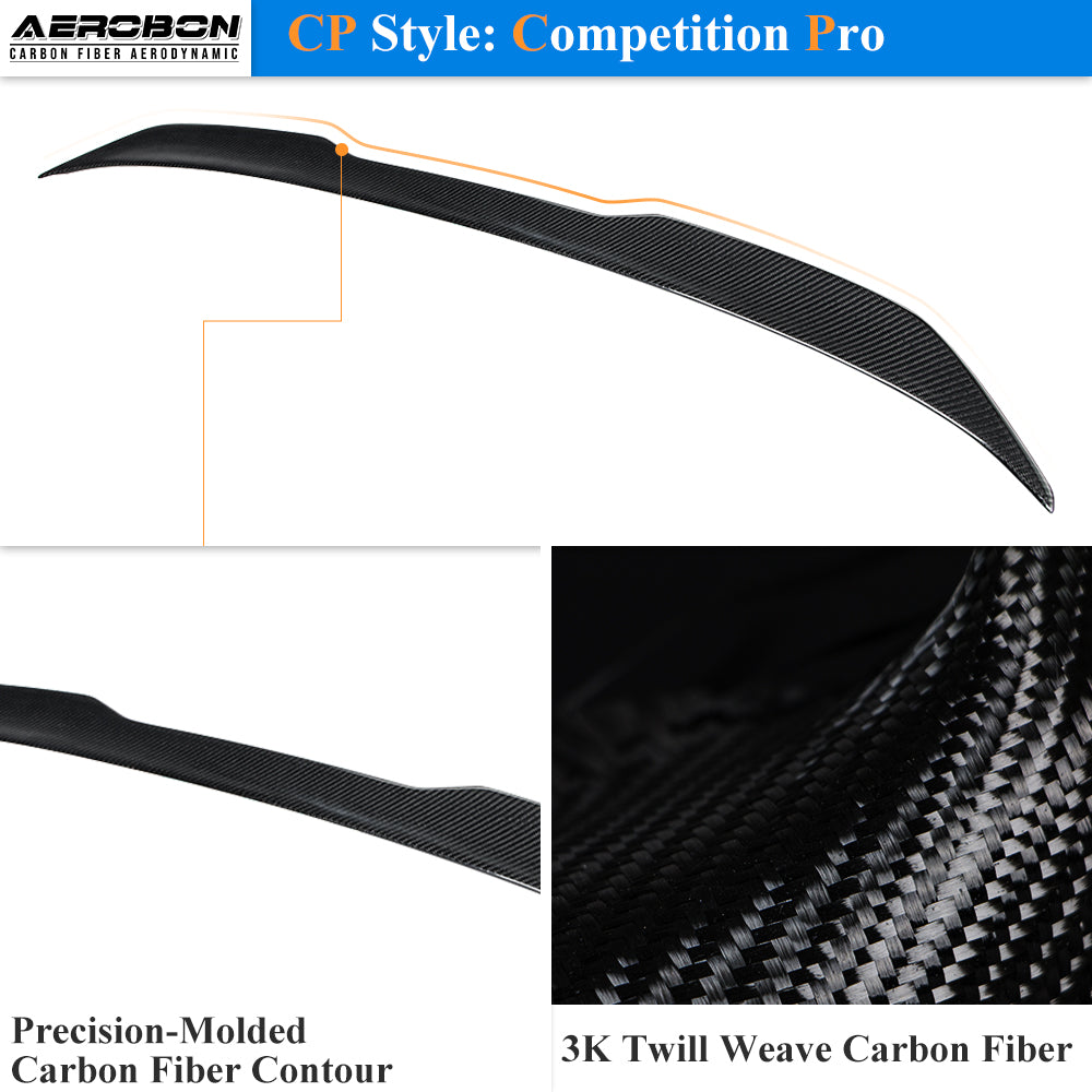 AeroBon Real Carbon Fiber Trunk Spoiler Compatible with 2017-2023 BMW 5 Series G30 Sedan F90 M5 Spoiler (CP Style) Competition Pro