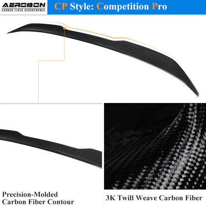 AeroBon Real Carbon Fiber Trunk Spoiler Compatible with 2017-2023 BMW 5 Series G30 Sedan F90 M5 Spoiler (CP Style) Competition Pro