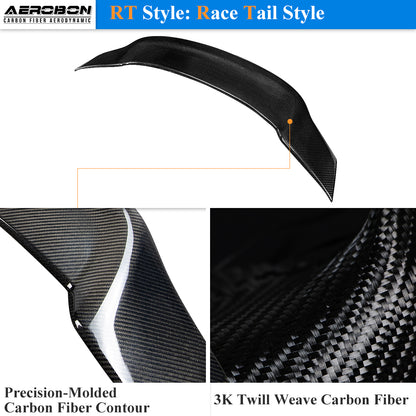 AeroBon Real Carbon Fiber Trunk Spoiler Compatible with 2014-2020 Lexus (XE30) IS250 IS300 IS350 Sedan Rear Spoiler (RT Style) Race Tail
