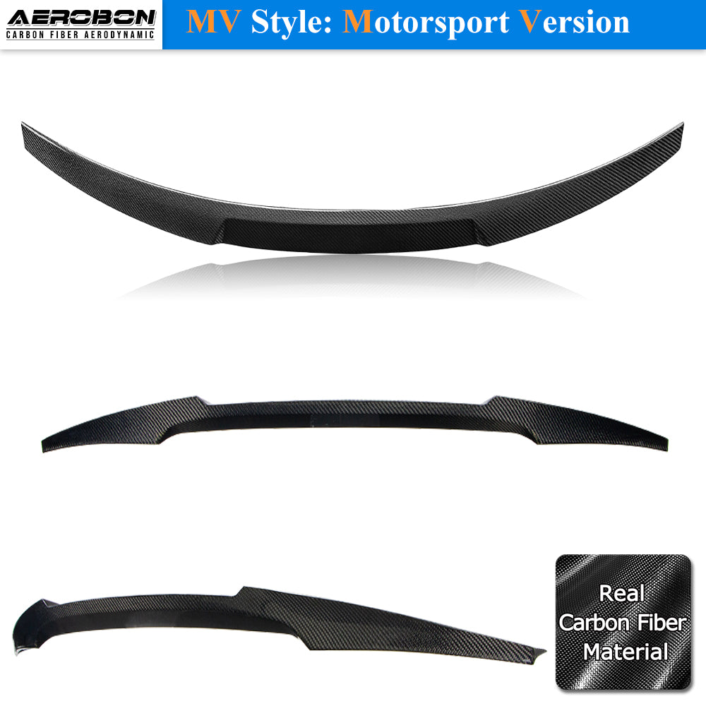 AeroBon Real Carbon Fiber Trunk Spoiler Compatible with 2015-2020 BMW F82 M4 Coupe Spoiler (MV Style)
